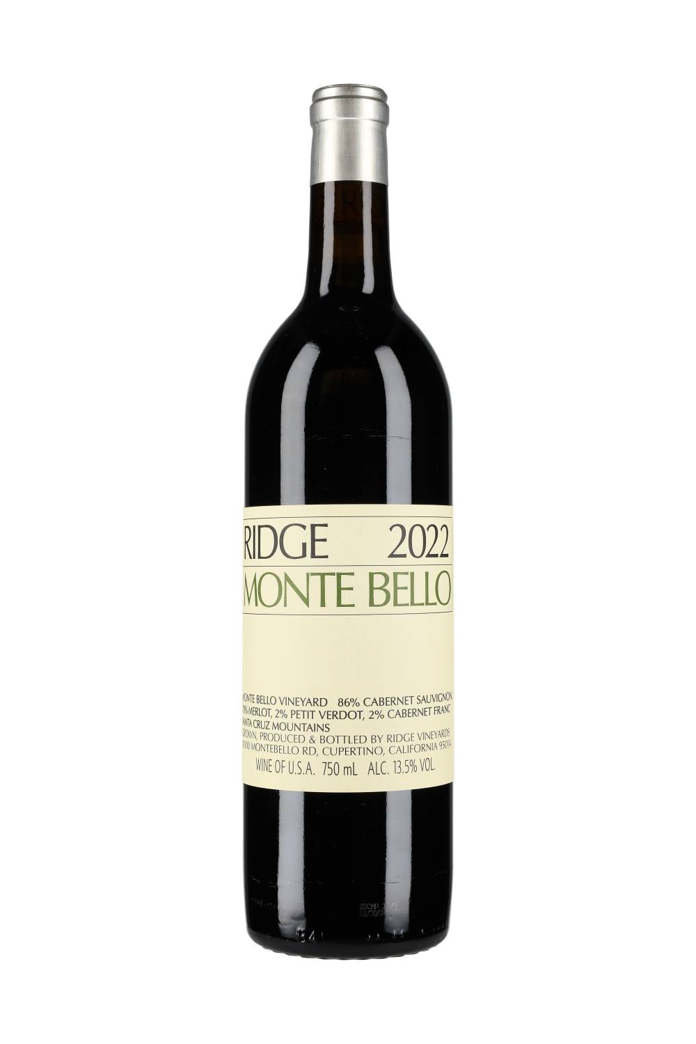 Ridge Vineyards Monte Bello Santa Cruz Mountains 2022