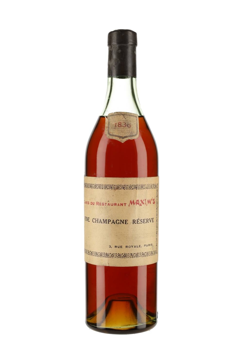 Cave du Restaurant Maxim`s Cognac Fine Champagne Réserve 1830